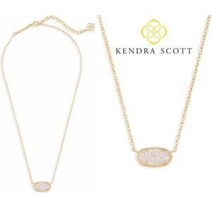 NWOT Kendra Scott Elisa Iridescent Drusy 14k Gold Pendant Necklace
